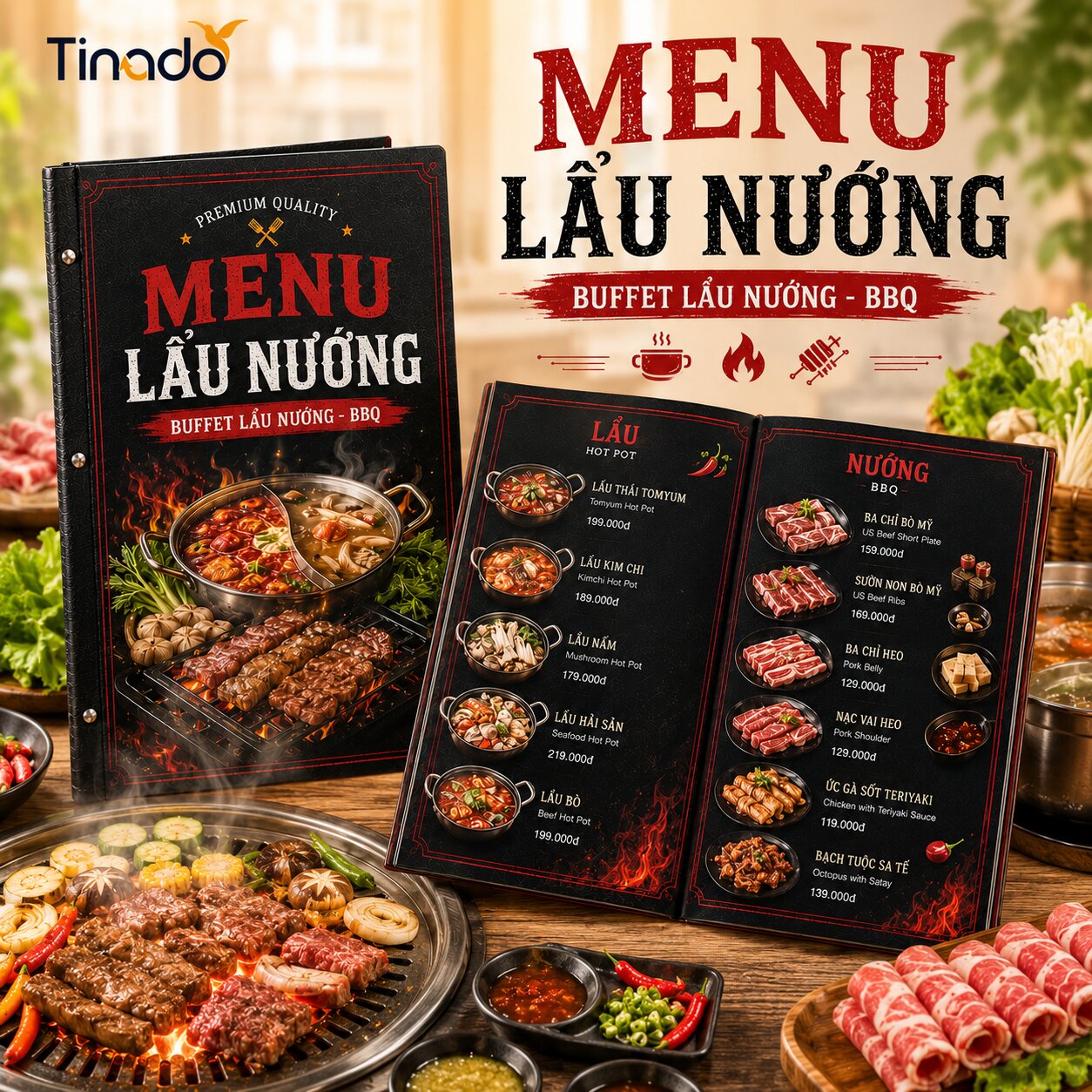 In Menu Giấy Quán Lẩu Nướng