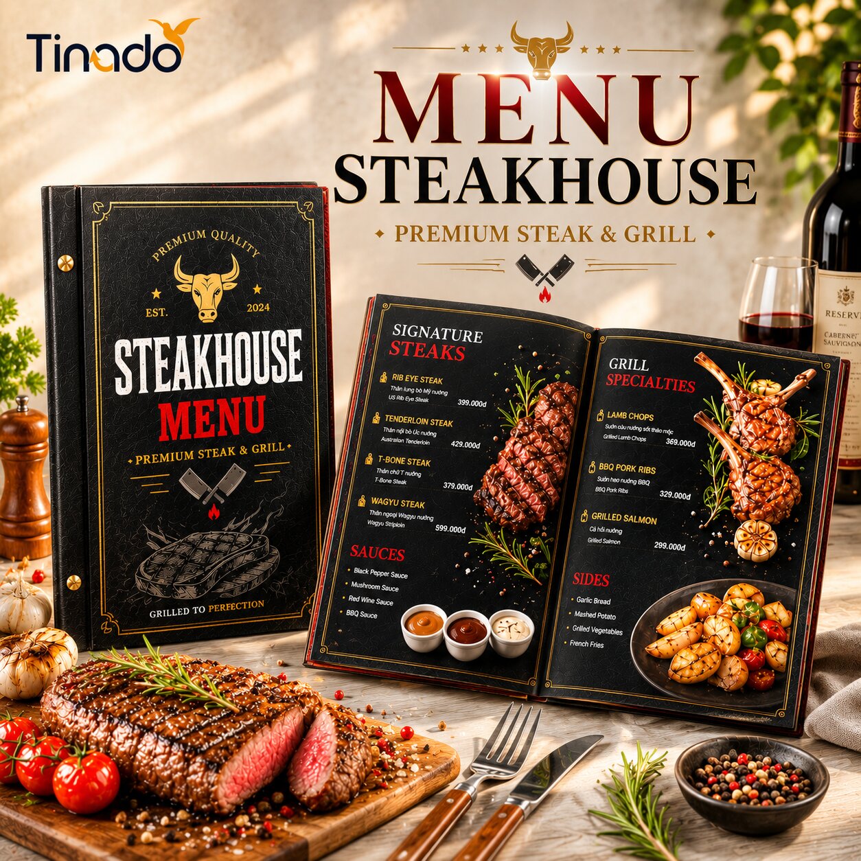 In Menu Giấy Steakhouse