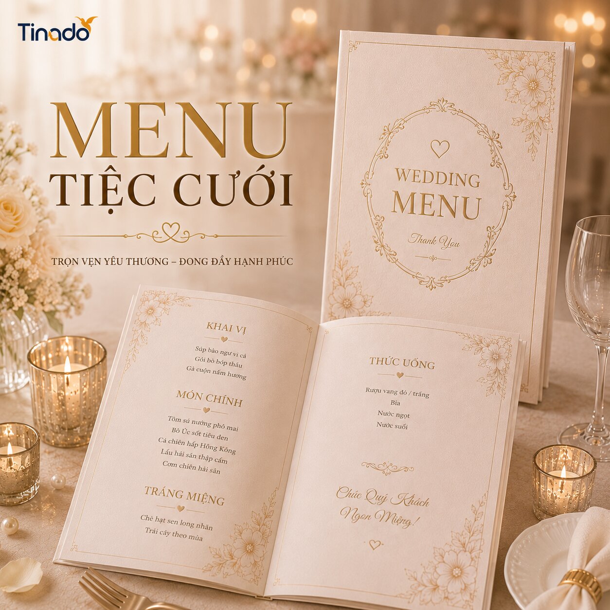 In Menu Giấy Tiệc Cưới