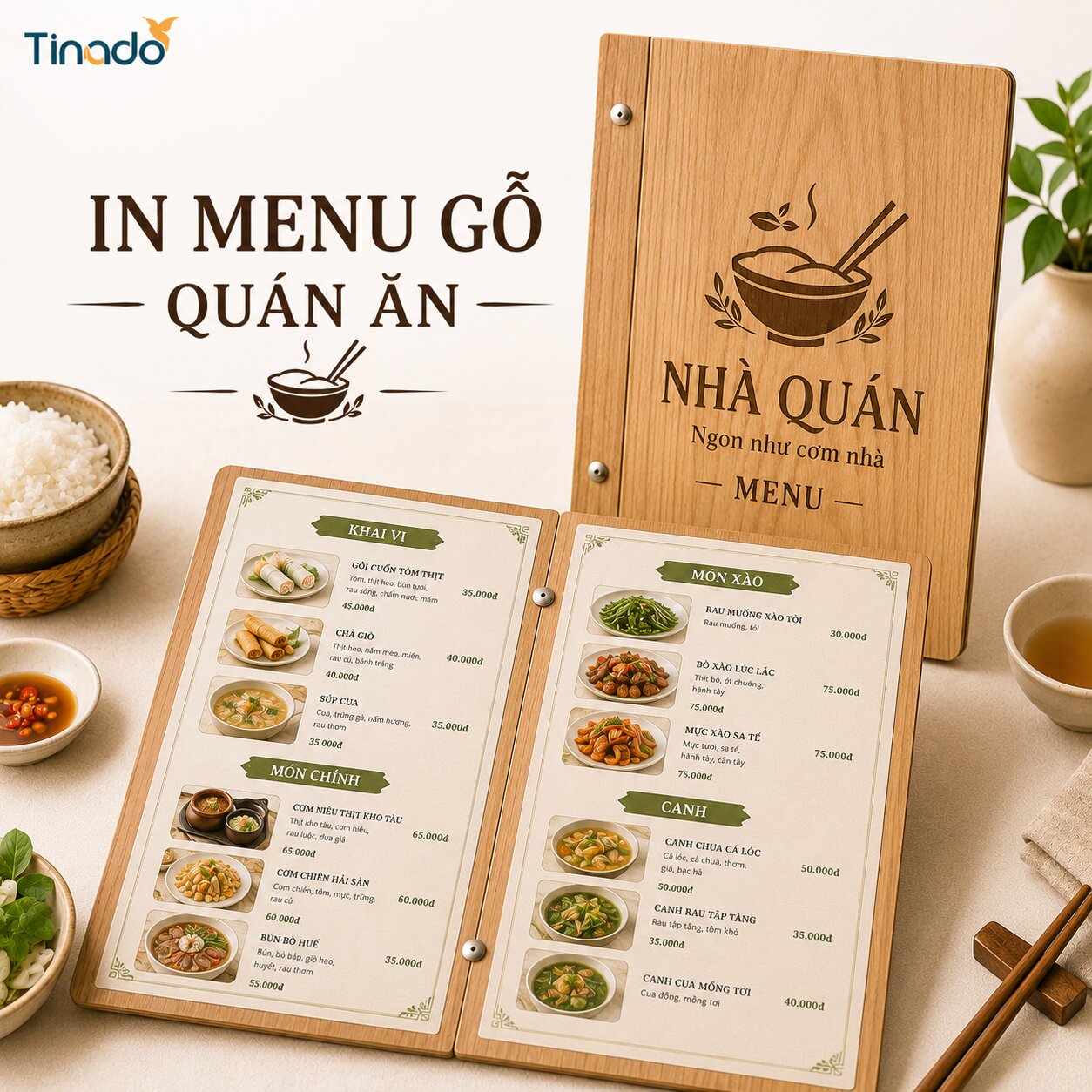 In Menu Gỗ Quán Ăn