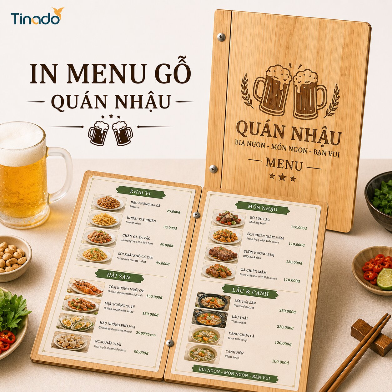 In Menu Gỗ Quán Nhậu
