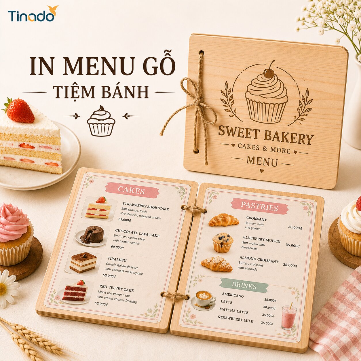 In Menu Gỗ Tiệm Bánh
