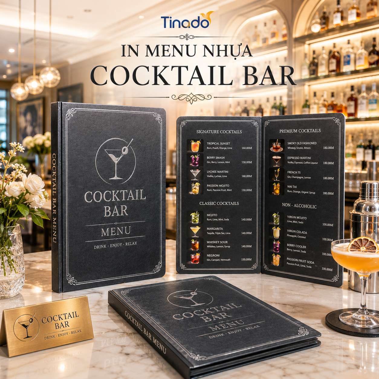 In Menu Nhựa Cocktail Bar