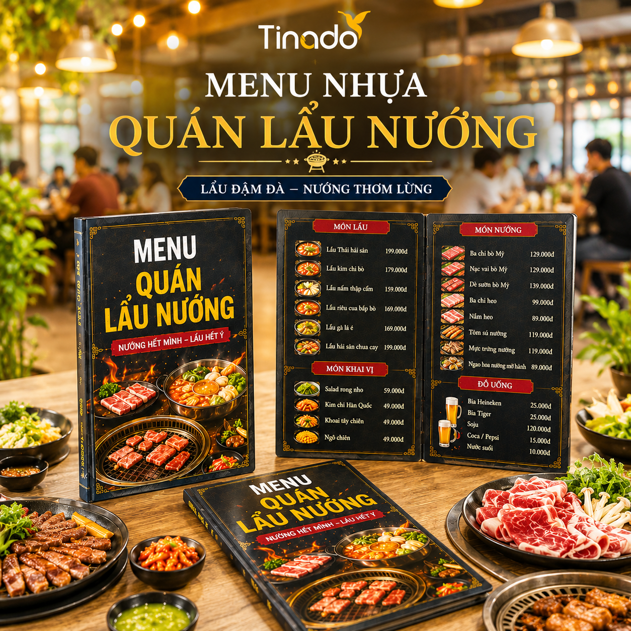 In Menu Nhựa Quán Lẩu Nướng
