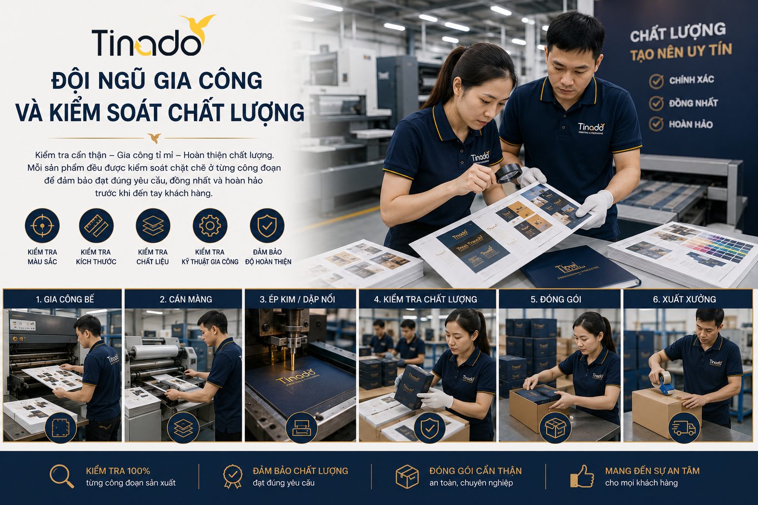 Đội ngũ gia công và kiểm tra chất lượng Tinado