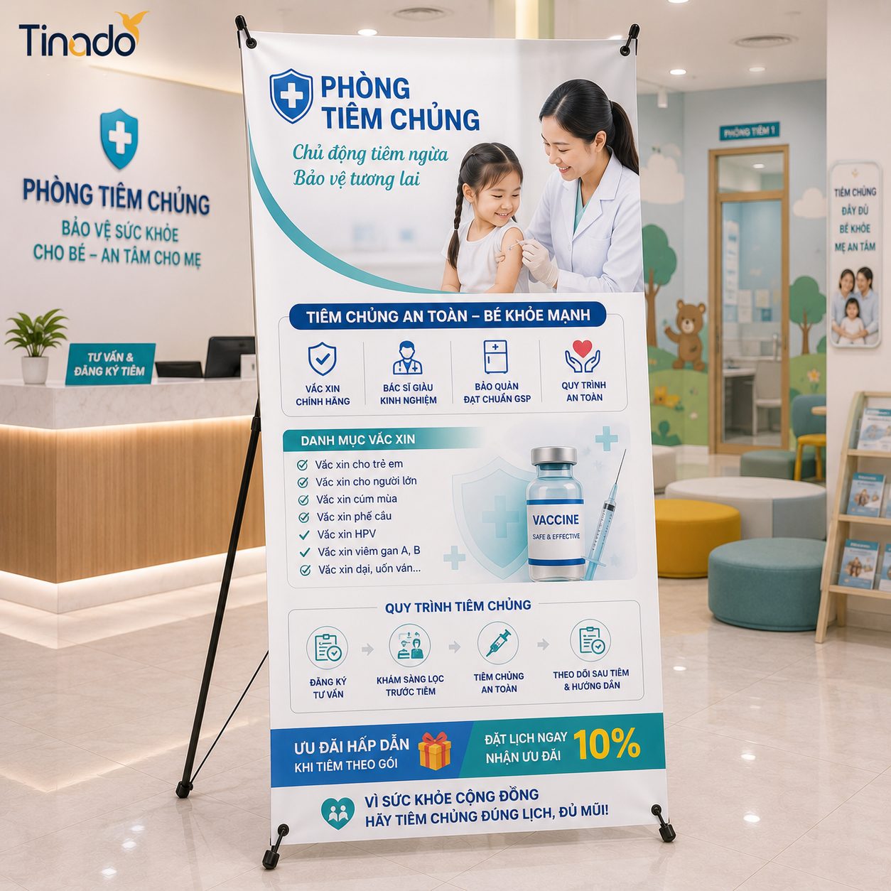 In Standee Phòng Tiêm Chủng