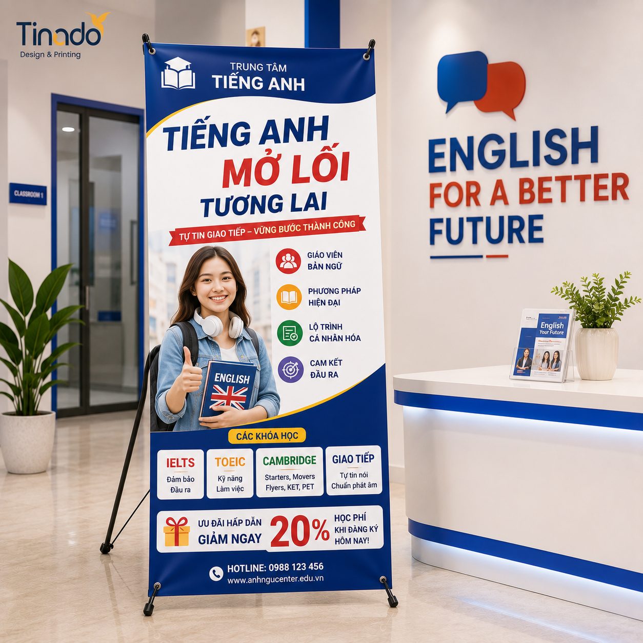 In Standee Trung Tâm Tiếng Anh