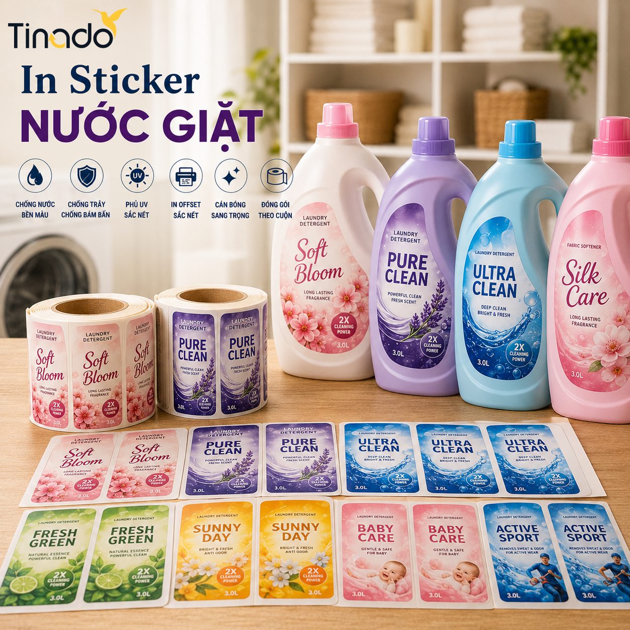 In Sticker Nước Giặt