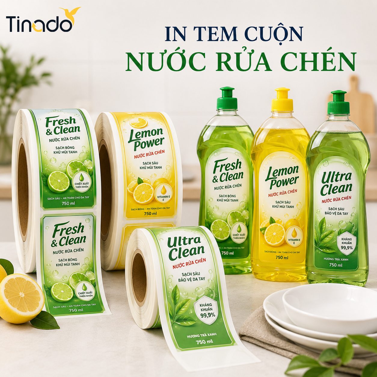 In Tem Cuộn Nước Rửa Chén