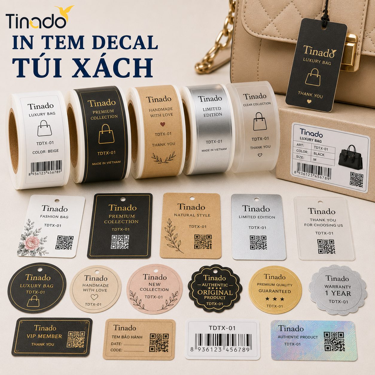 In Tem Decal Túi Xách