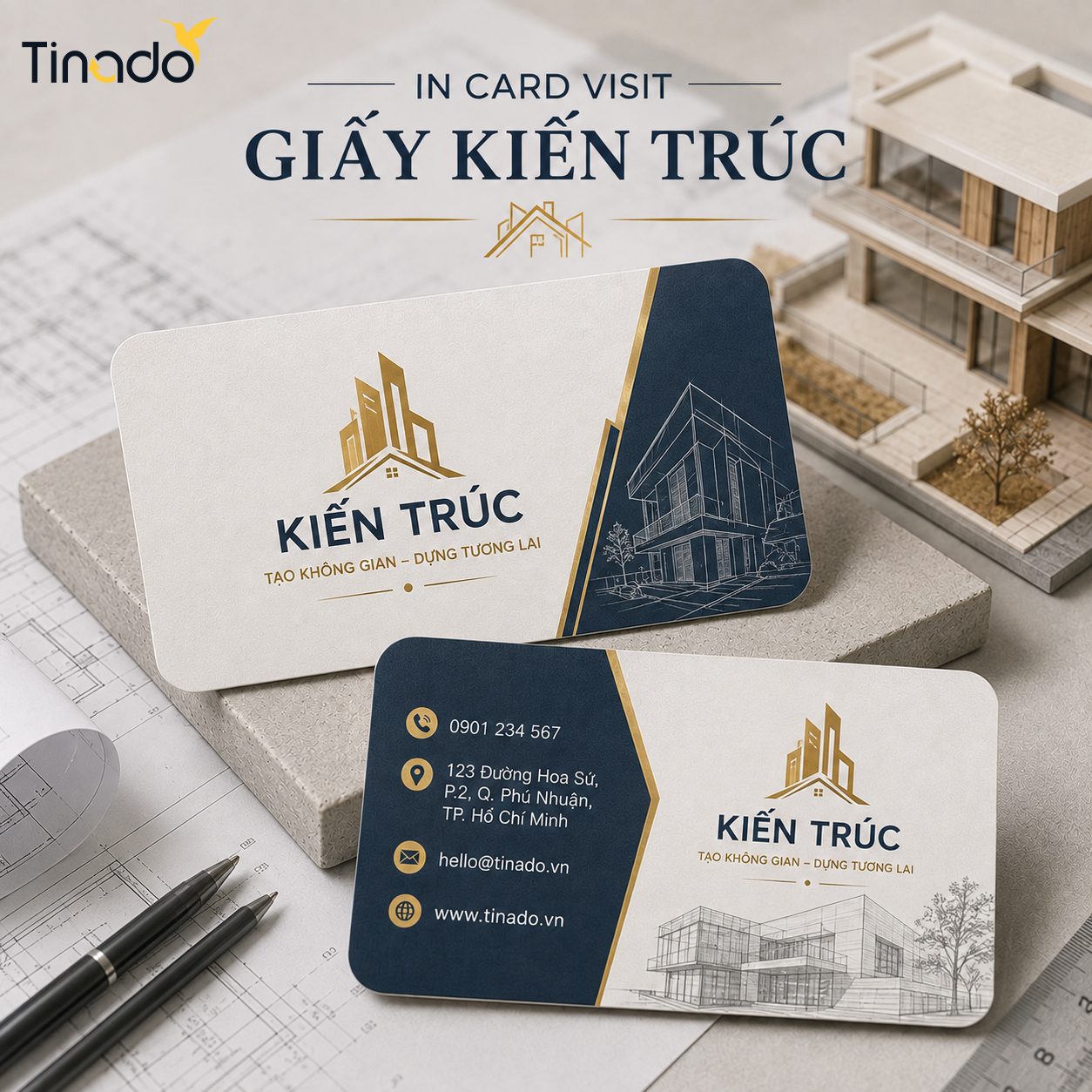 In Card Visit Giấy Kiến Trúc