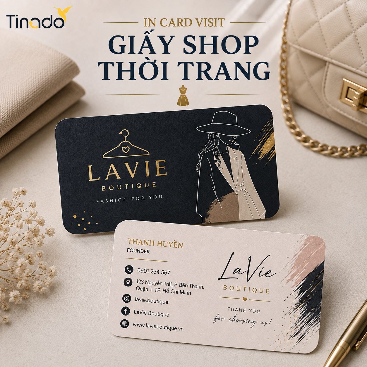 In Card Visit Giấy Shop Thời Trang