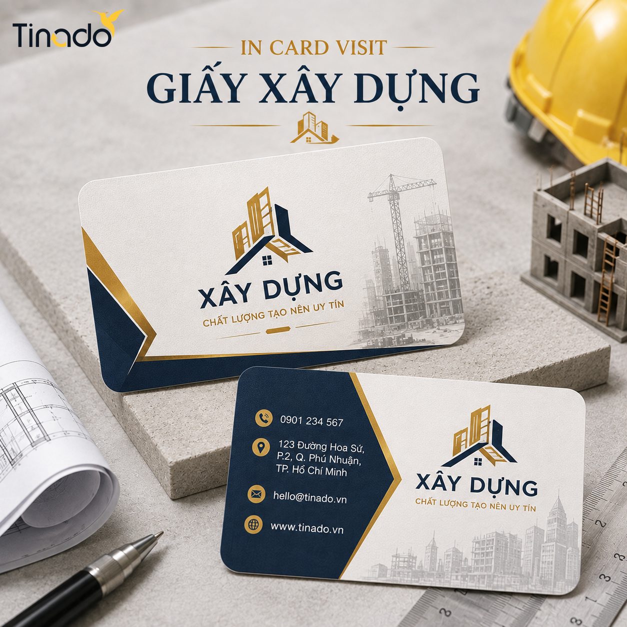 In Card Visit Giấy Xây Dựng
