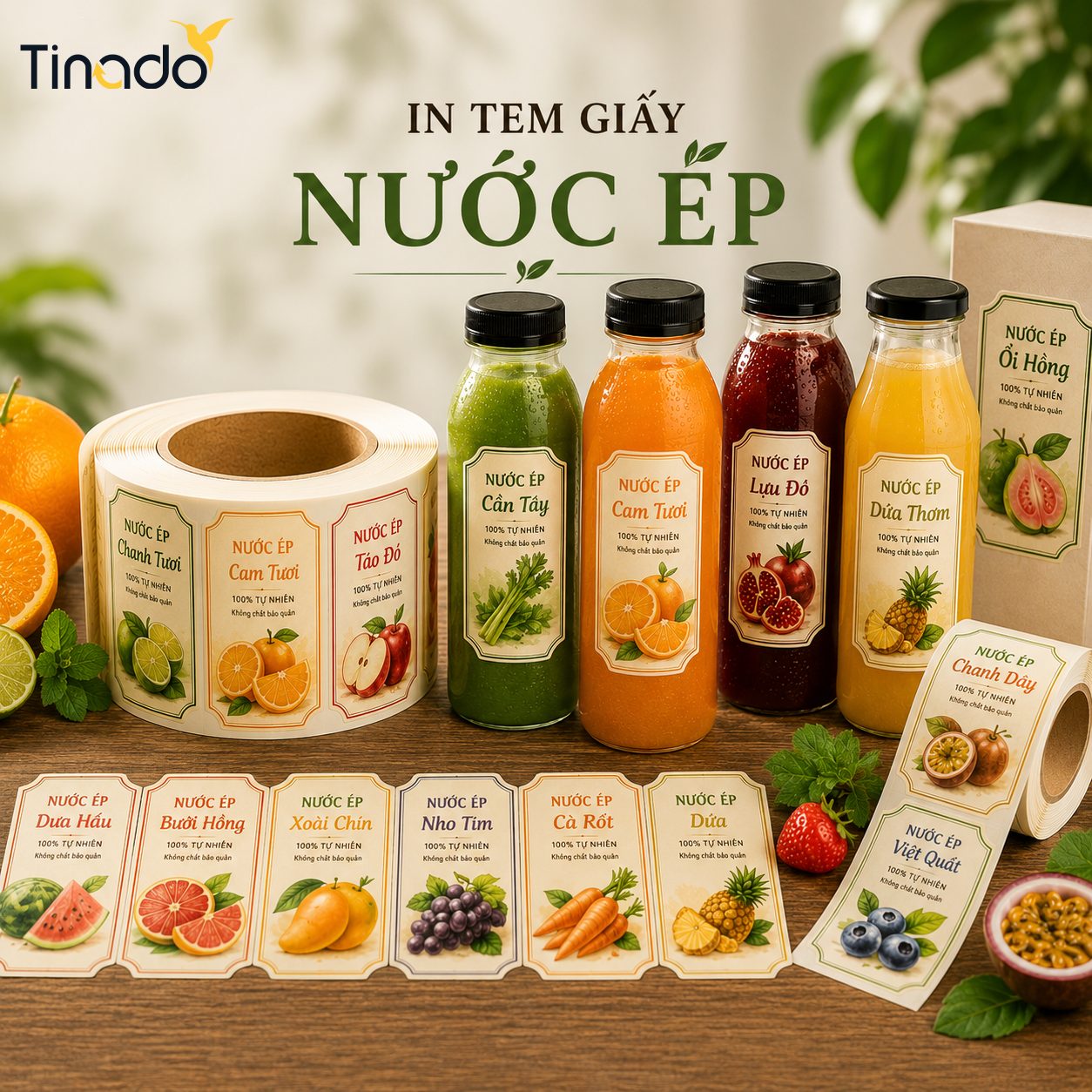 In Tem Giấy Nước Ép