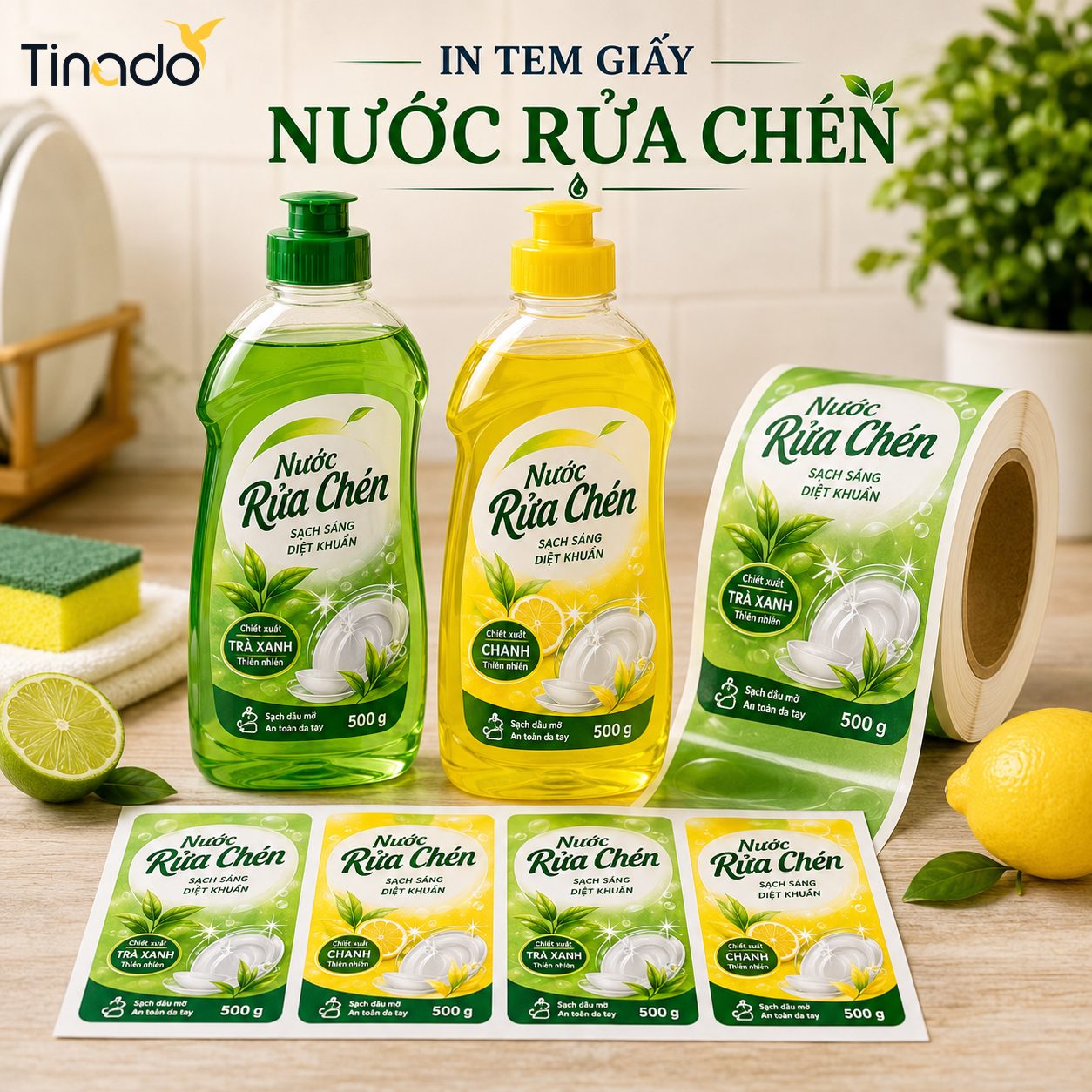 In Tem Giấy Nước Rửa Chén