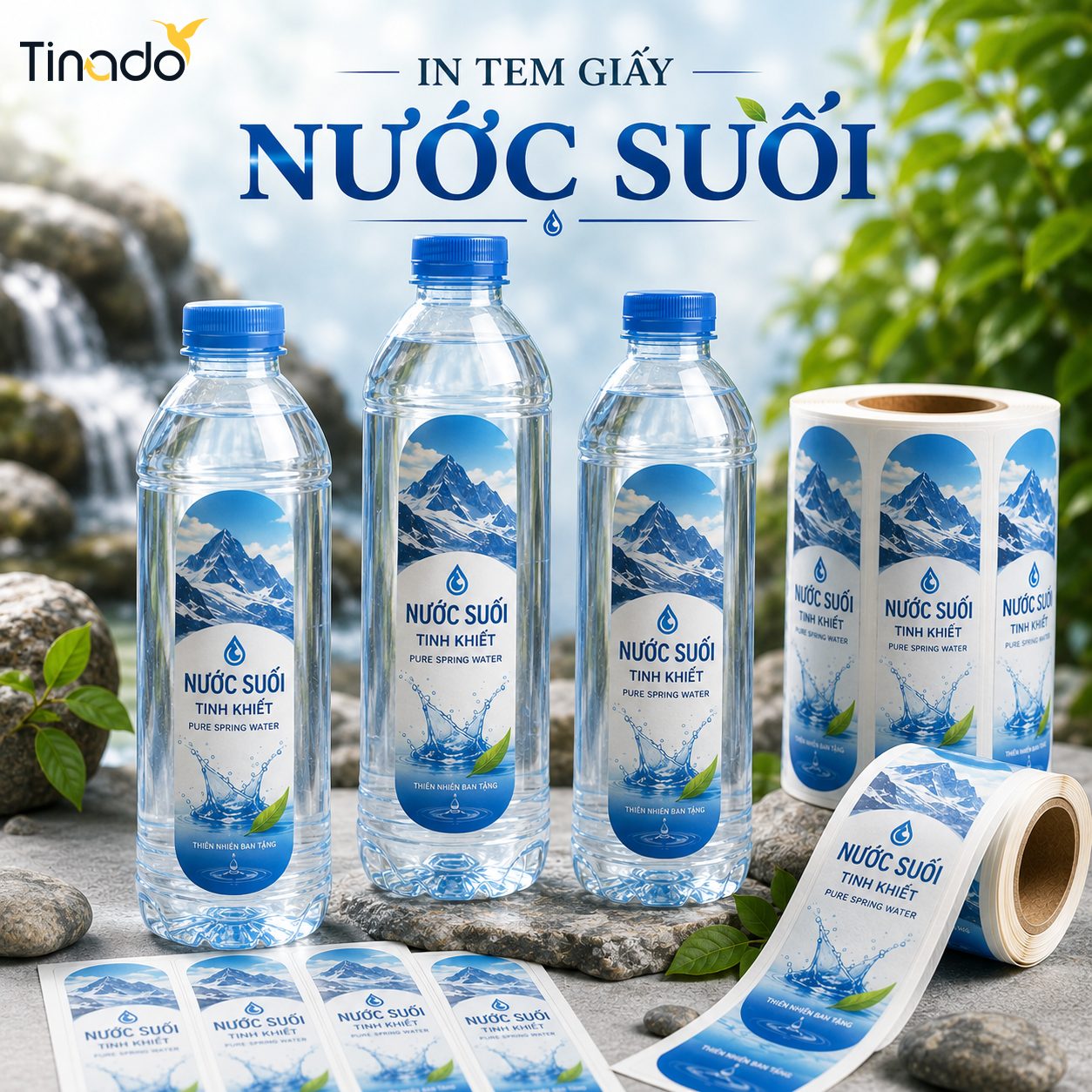 In Tem Giấy Nước Suối