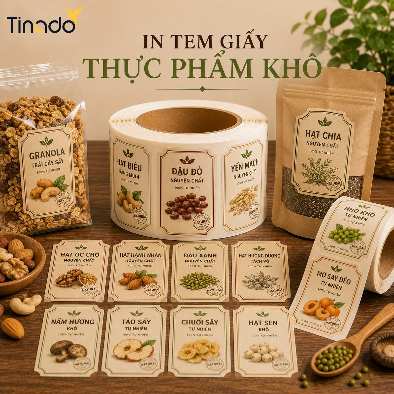 In Tem Giấy Thực Phẩm Khô