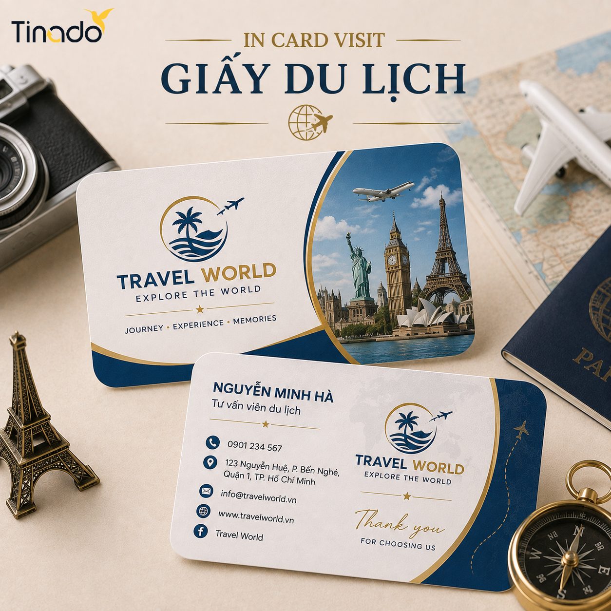In Card Visit Giấy Du Lịch