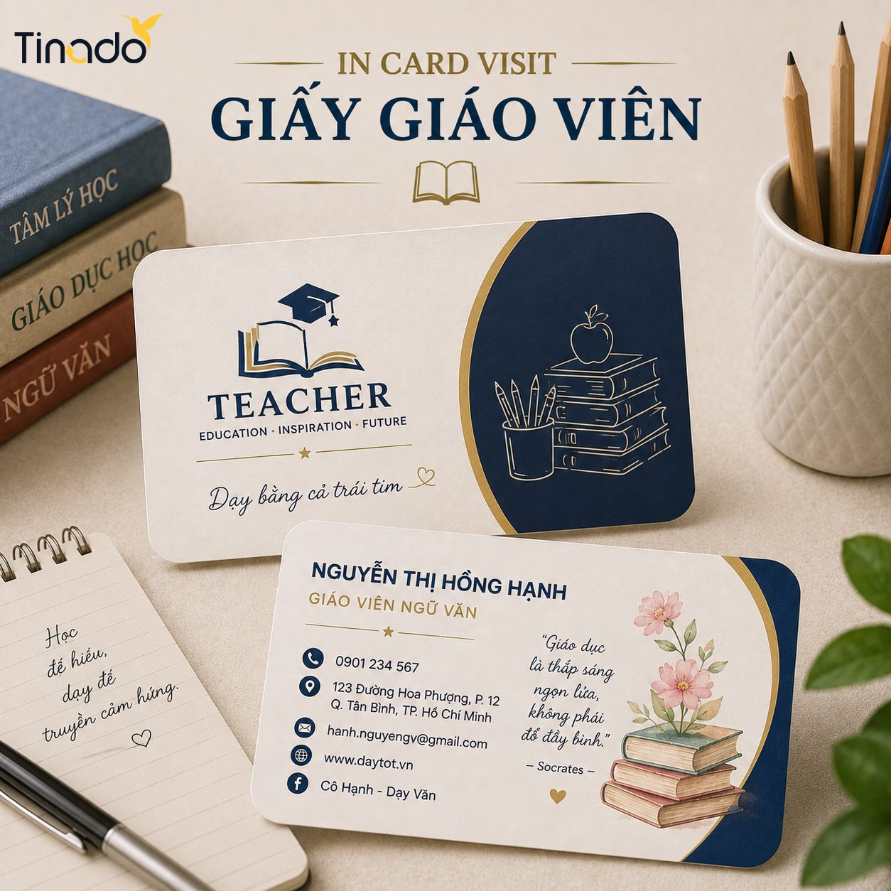 In Card Visit Giấy Giáo Viên