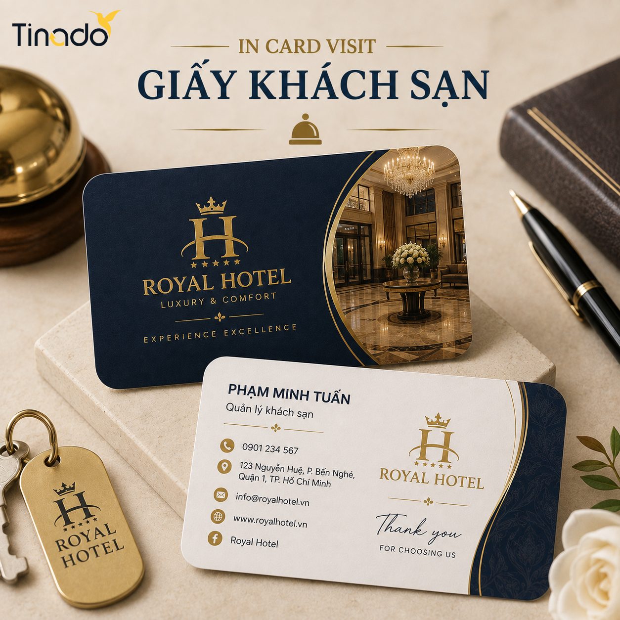 In Card Visit Giấy Khách Sạn