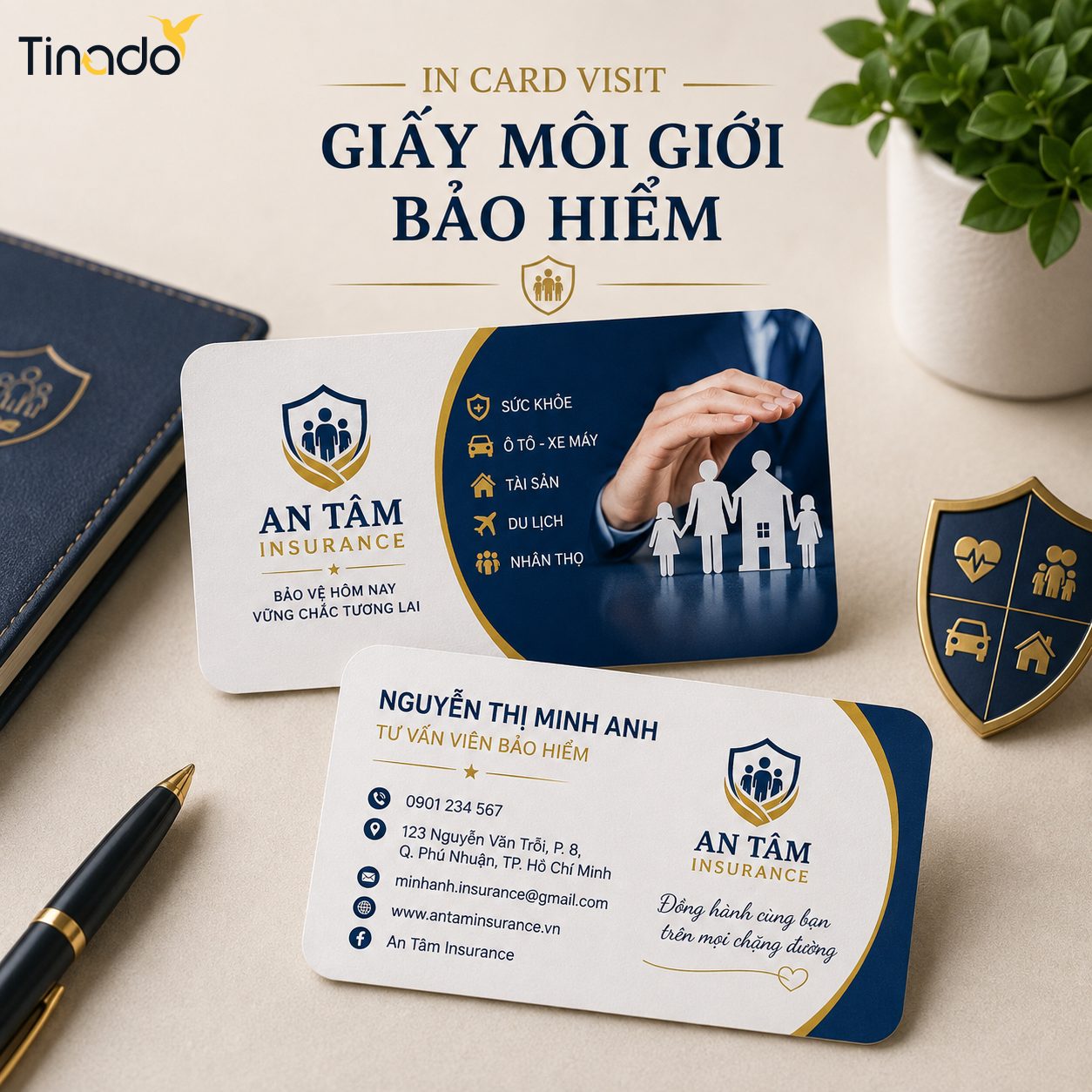 In Card Visit Giấy Môi Giới Bảo Hiểm