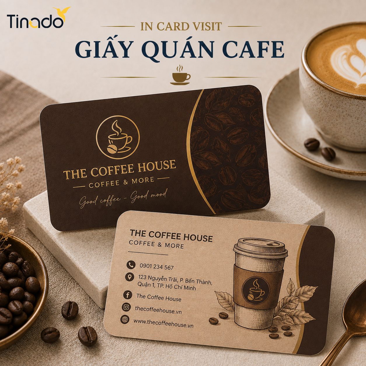 In Card Visit Giấy Quán Cafe