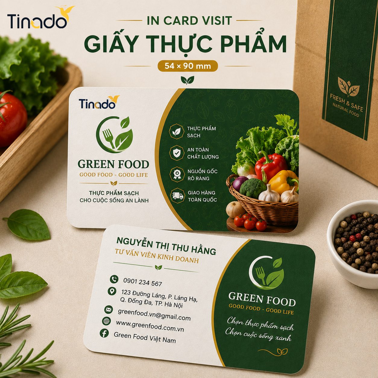 In Card Visit Giấy Thực Phẩm