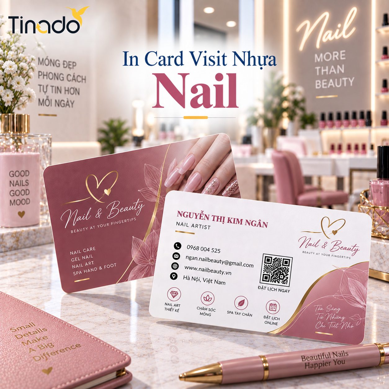 In Card Visit Nhựa Nail
