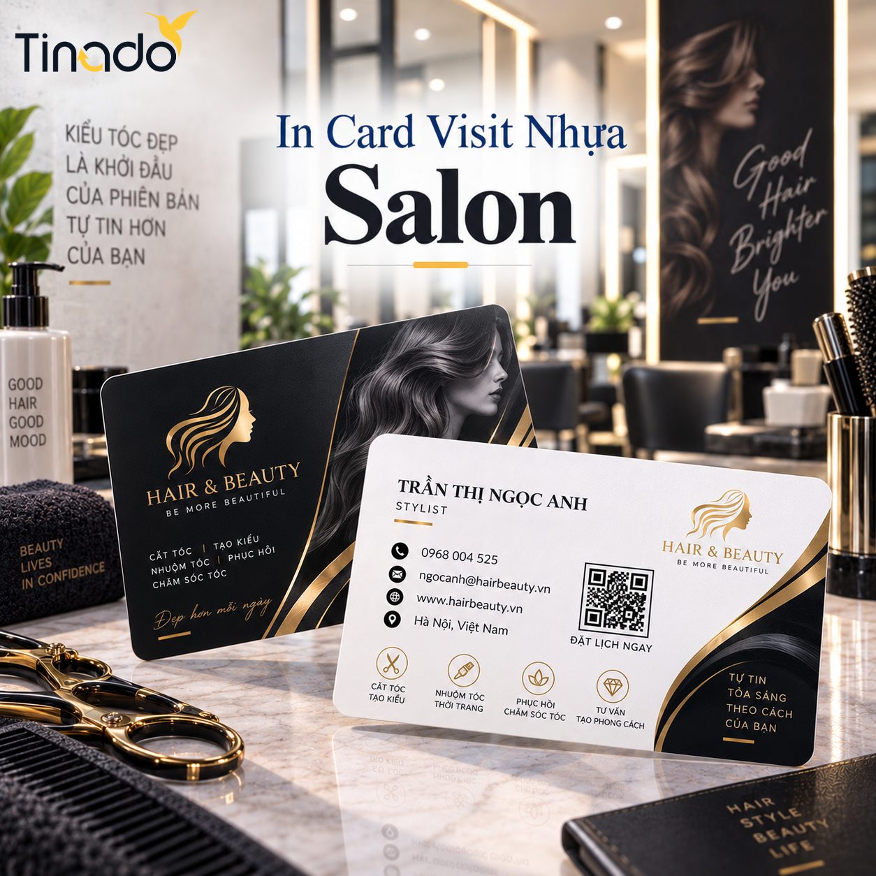 In Card Visit Nhựa Salon