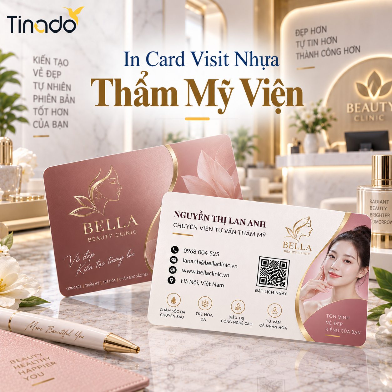 In Card Visit Nhựa Thẩm Mỹ Viện